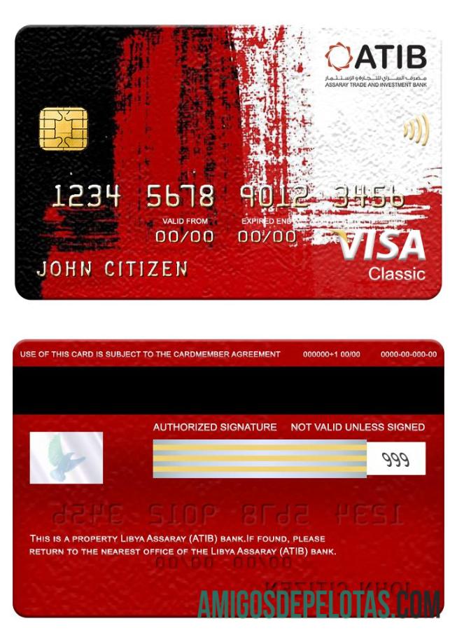Libya Assaray (ATIB) Bank Visa Classic Card template